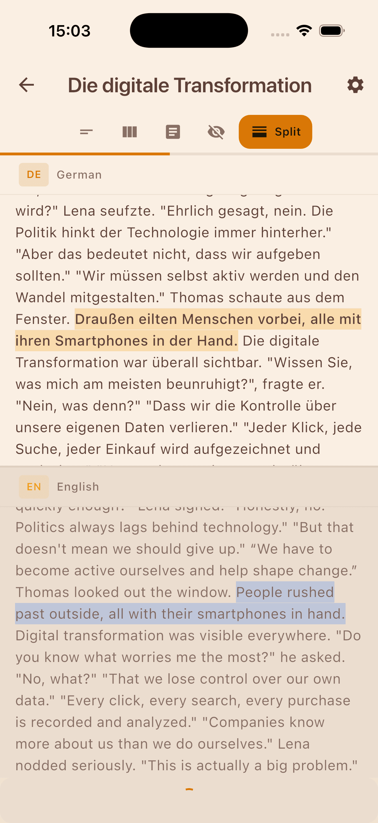 Vokki parallel reader